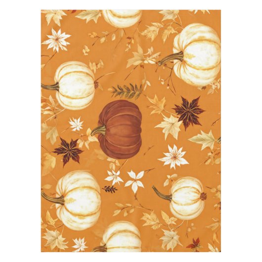 Bruine pompoen Bloemen Herfst en Herfst Patroon Tafelkleed (Voorkant)
