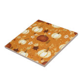 Bruine pompoen Bloemen Herfst en Herfst Patroon Tegeltje (Zijkant)