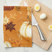 Bruine pompoen Bloemen Herfst en Herfst Patroon Theedoek (Quarter Fold)