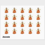 bruine pompoen engel ronde sticker (Vel)