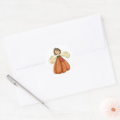 bruine pompoen engel ronde sticker (Envelop)