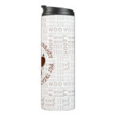 Bruine Poot Print met Bedrijfsnaam Woof Art Thermosbeker (Geroteerd rechts)