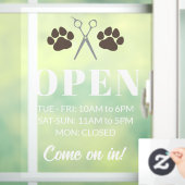Bruine Poot Schaar Openingsuren Hondentrimsalon Raamsticker (Huis)
