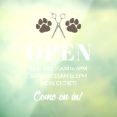 Bruine Poot Schaar Openingsuren Hondentrimsalon Raamsticker (Vel 3)