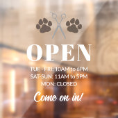 Bruine Pootschaar Openingsuren Hondentrimsalon Raamsticker (Vel 2)