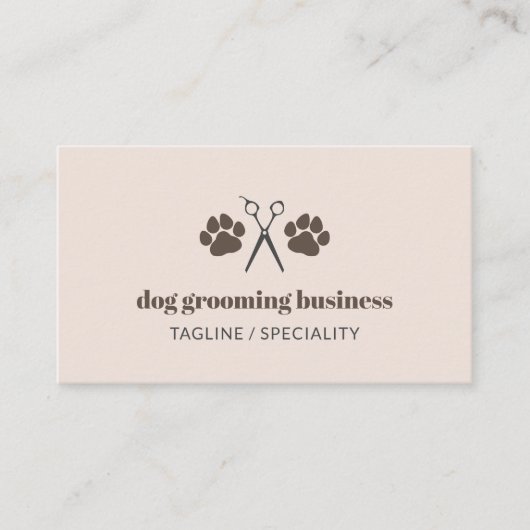 Bruine poten & schaar Hondenverzorging Visitekaartje (Voorkant)