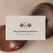 Bruine poten & schaar Hondenverzorging Visitekaartje