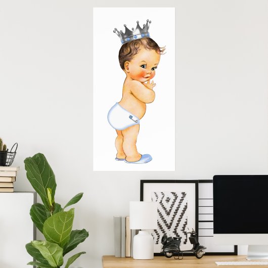 Bruine Prins Baby Shower Poster (Thuiskantoor)