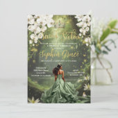 Bruine prinses en kikker Sage Green Dress Sweet 16 Kaart (Staand voorkant)
