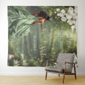 Bruine Prinses en Kikker Sage Groene Jurk Sweet 16 Wandkleed (In Situ (horizontaal))