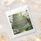 Bruine Prinses en Kikker Wijze Groen Quinceanera 1 Bedankzakje (Geknipt)