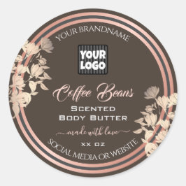 Bruine productlabels Aangepast Logo Gold Ronde Sticker