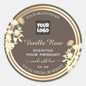 Bruine productverpakking Etiketten Goud Lijst en L (Voorkant)
