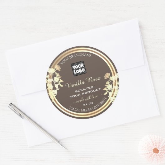 Bruine productverpakking Etiketten Goud Lijst en L (Envelop)