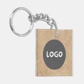 Bruine Promotionele Zakelijke Sleutelhanger met QR (Voorkant Links)