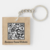Bruine Promotionele Zakelijke Sleutelhanger met QR (Achterkant)