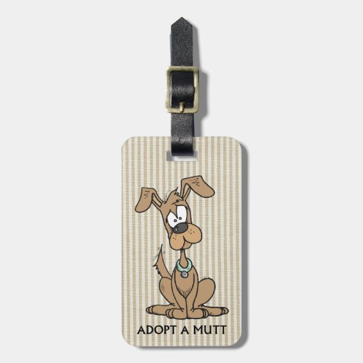 Bruine puppy / adopteer een mutt bagagelabel (Voorkant verticaal)