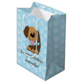 Bruine puppy Dog Blue Paw-prullenbak Medium Cadeauzakje (Voorkant Gekanteld)