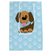 Bruine puppy Dog Blue Paw-prullenbak Medium Cadeauzakje (Achterkant)