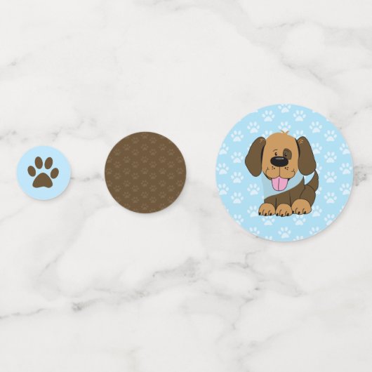 Bruine puppy Dog Het is een Baby shower van een jo Confetti (Achterkanten)