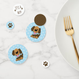 Bruine puppy Dog Het is een Baby shower van een jo Confetti