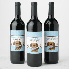 Bruine puppy Dog Wine Labels Wijn Etiket