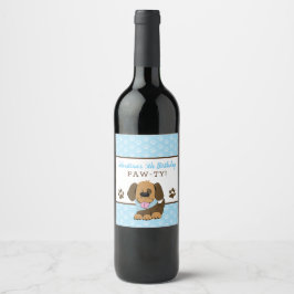 Bruine puppy Dog Wine Labels Wijn Etiket