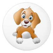 bruine puppy keramische knop (Voorkant)