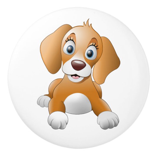 bruine puppy keramische knop (Voorkant)