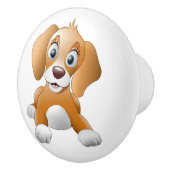 bruine puppy keramische knop (Rechts)