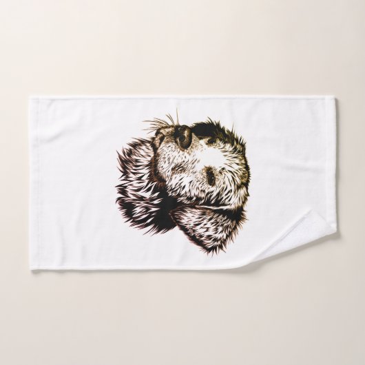 Bruine Puppy Schets Bad Handdoek (Handdoek)