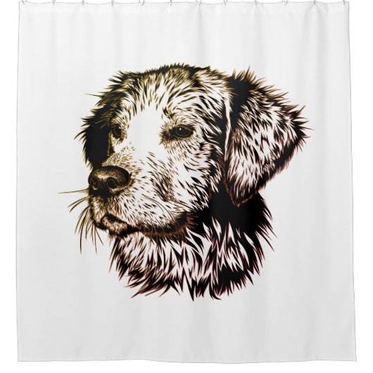 Bruine Puppy Schets Douchegordijn (Voorkant)