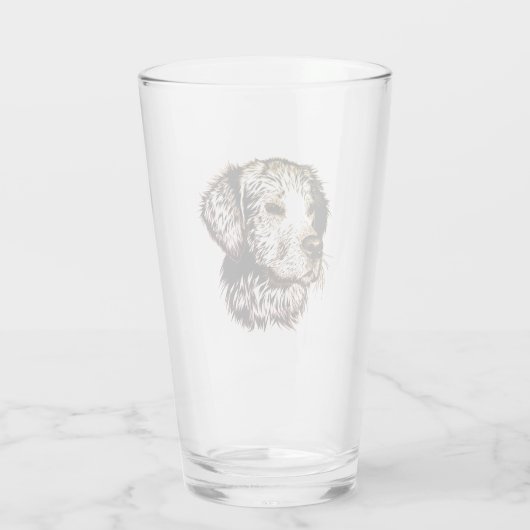 Bruine Puppy Schets Glas (Achterkant)