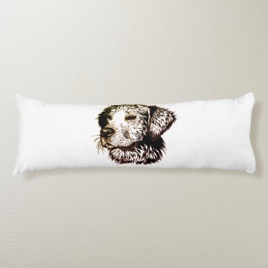 Bruine Puppy Schets Lichaamskussen (Voorkant)