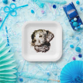 Bruine Puppy Schets Papieren Bordje (Feest)