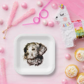 Bruine Puppy Schets Papieren Bordje (Feest)
