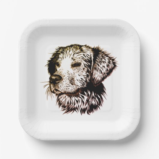 Bruine Puppy Schets Papieren Bordje (Voorkant)