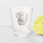 Bruine Puppy Schets Shot Glas (Achterkant)