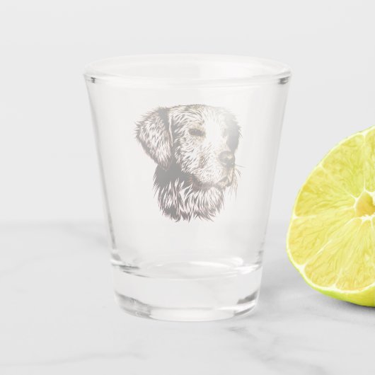 Bruine Puppy Schets Shot Glas (Achterkant)