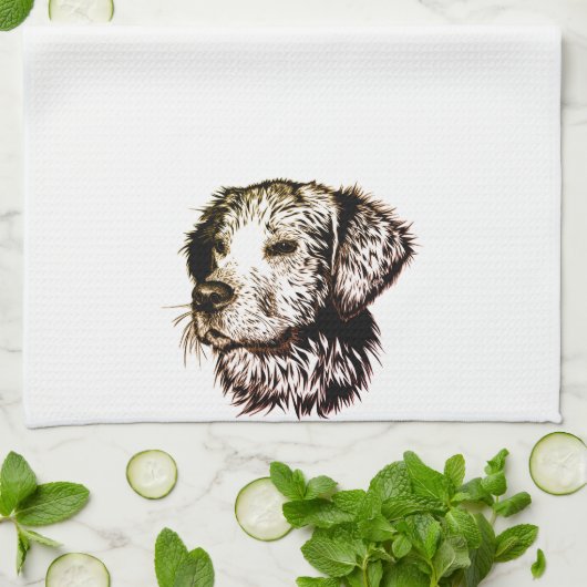 Bruine Puppy Schets Theedoek (Gevouwen)