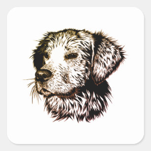 Bruine Puppy Schets  Vierkante Sticker