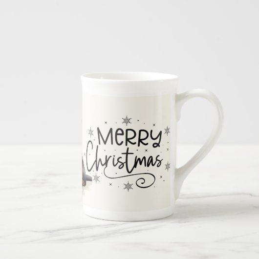 Bruine puppy vrolijk kerstfeest porselein kop (Rechts)