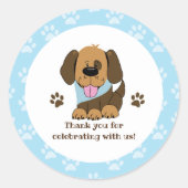 Bruine puppyhond favor sticker (Voorkant)