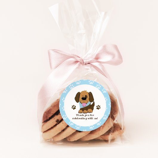 Bruine puppyhond favor sticker