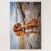 Bruine puppy's buiten legpuzzel (Verticaal)