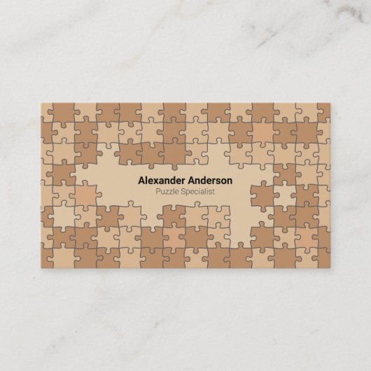 Bruine puzzel visitekaartje (Voorkant)