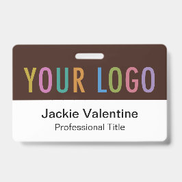 Bruine PVC naamkaartje Horizontaal logo werk ID la Badge