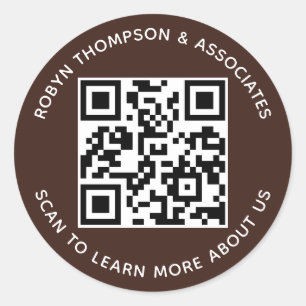Bruine QR Code Stickers Aangepaste Bedrijfsnaam Ro