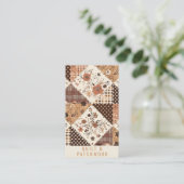 Bruine Quilt Patchwork Handgemaakte Kleding Visitekaartje (Staand voorkant)