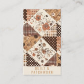 Bruine Quilt Patchwork Handgemaakte Kleding Visitekaartje (Voorkant)